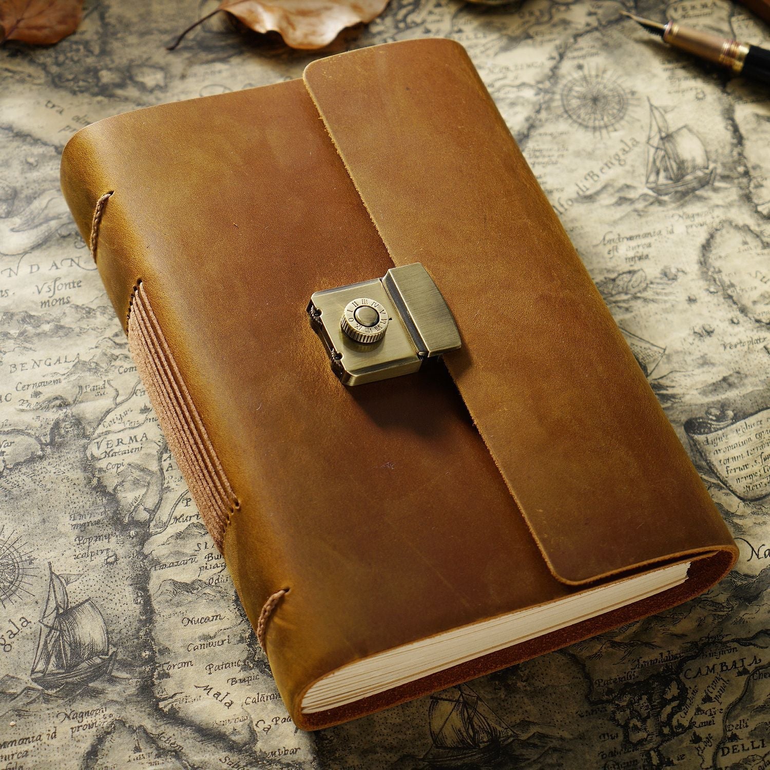 Carnet Vintage en Cuir de Vachette - Cahier Style Rétro Authentique - IVOIRART.COM