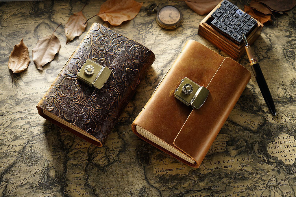 Carnet Vintage en Cuir de Vachette - Cahier Style Rétro Authentique - IVOIRART.COM