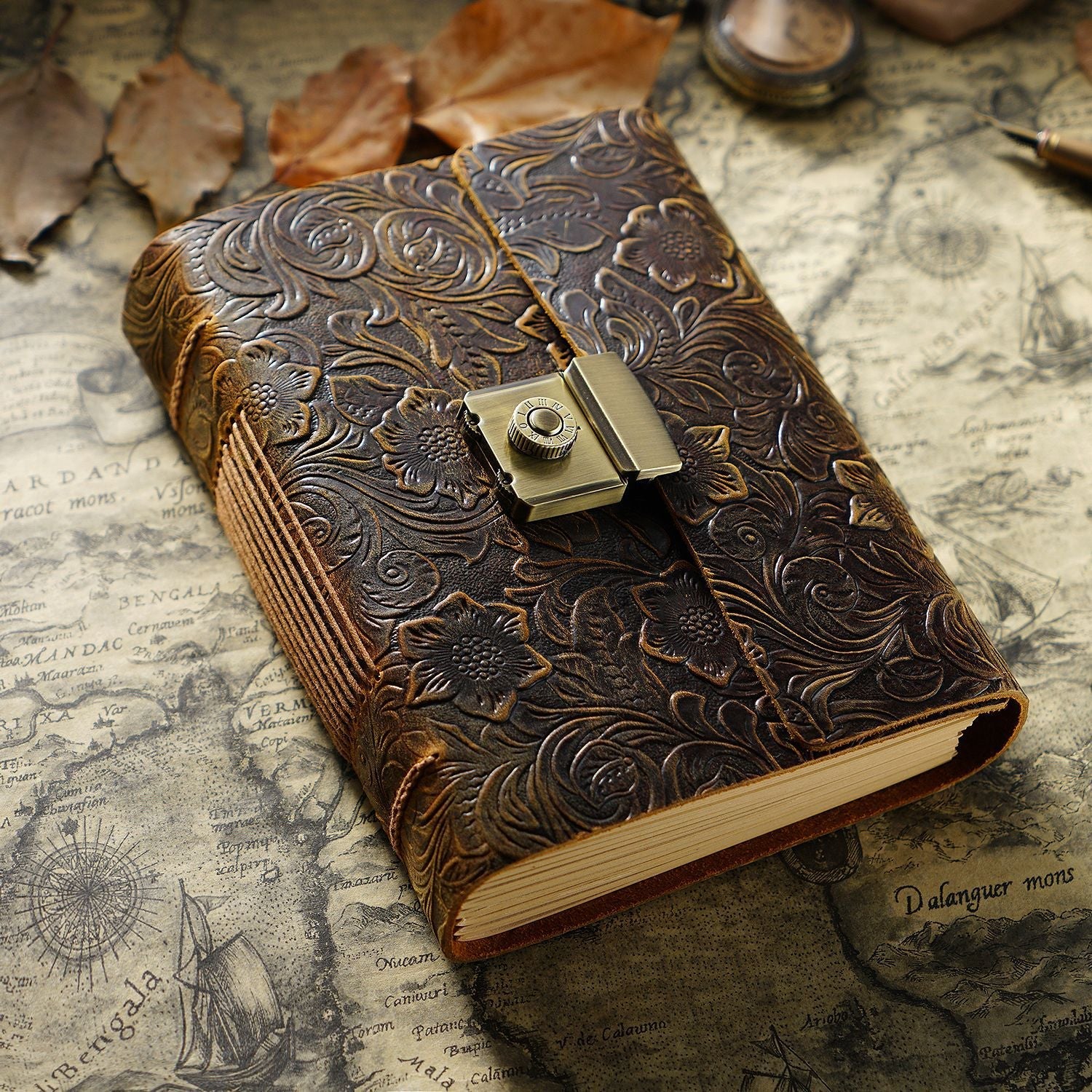 Carnet Vintage en Cuir de Vachette - Cahier Style Rétro Authentique - IVOIRART.COM