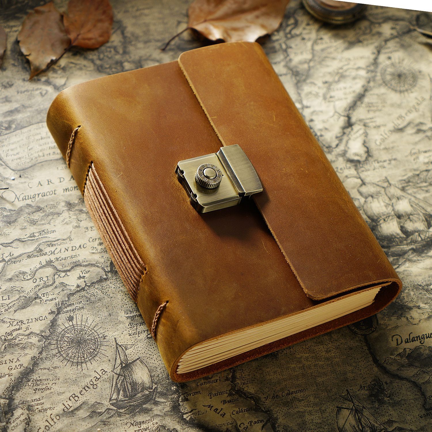 Carnet Vintage en Cuir de Vachette - Cahier Style Rétro Authentique - IVOIRART.COM