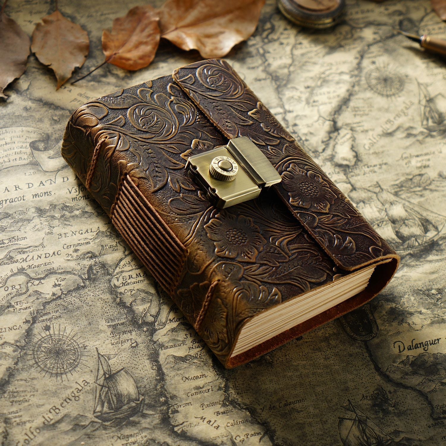 Carnet Vintage en Cuir de Vachette - Cahier Style Rétro Authentique - IVOIRART.COM