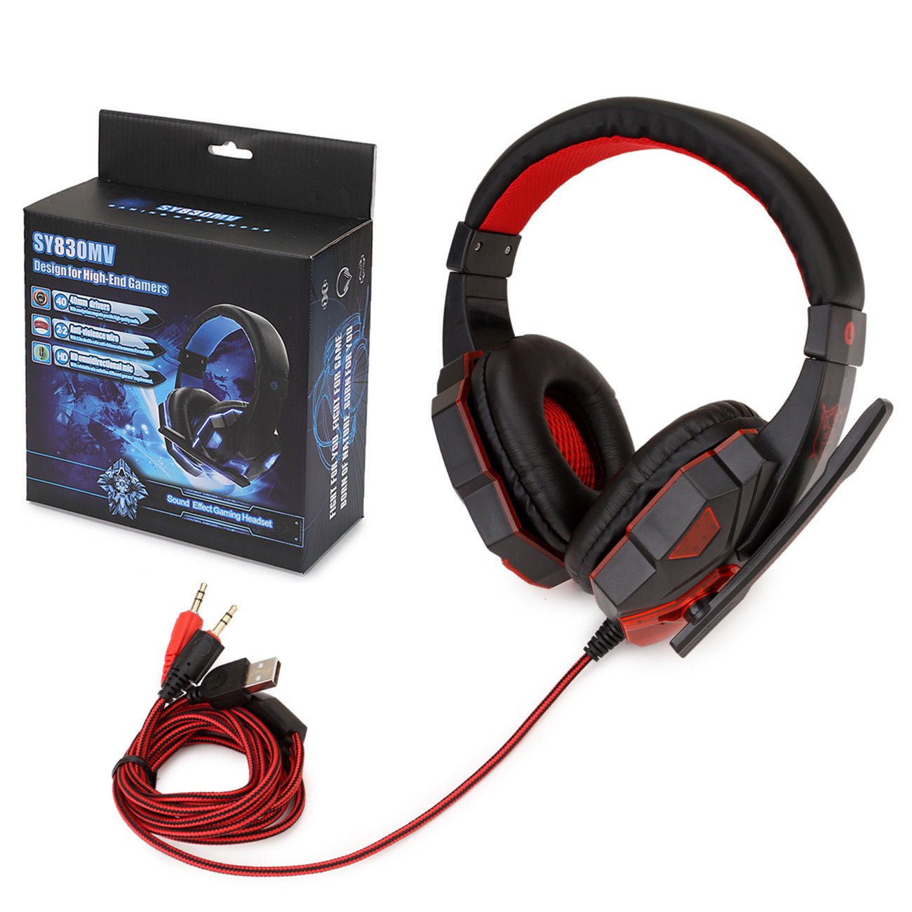 Casque audio filaire avec microphone, câble tressé et éclairage LED pour PC et consoles - IVOIRART.COM