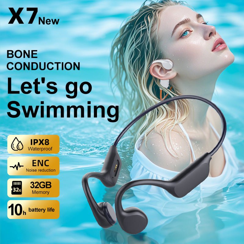 Casque Bluetooth conduction osseuse X7s étanche IPX8 32GB autonomie 8h sport Plus - IVOIRART.COM