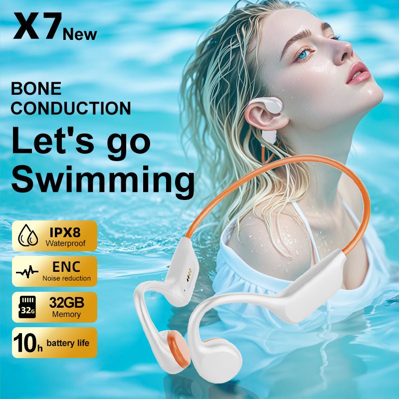 Casque Bluetooth conduction osseuse X7s étanche IPX8 32GB autonomie 8h sport Plus - IVOIRART.COM
