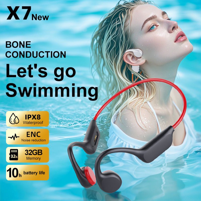 Casque Bluetooth conduction osseuse X7s étanche IPX8 32GB autonomie 8h sport Plus - IVOIRART.COM
