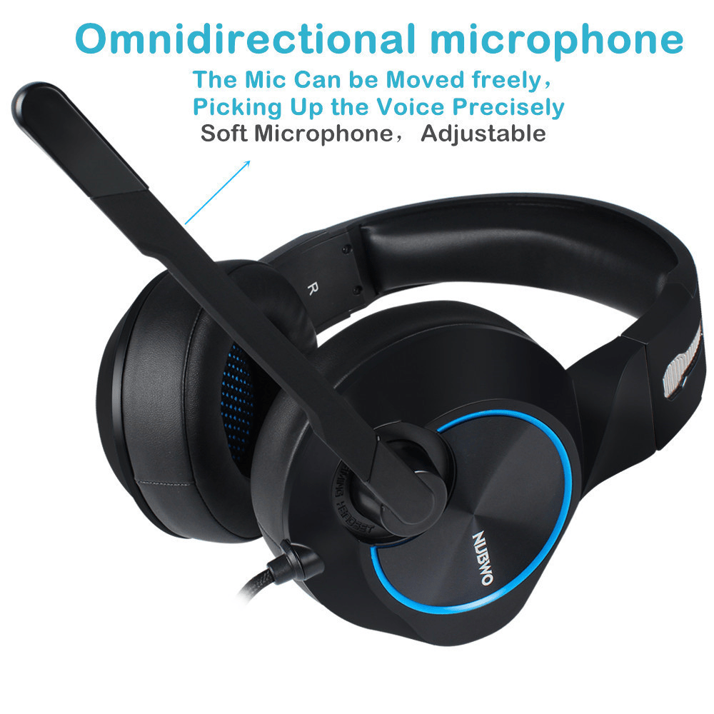 Casque de Jeu Gamer NUBWO N11 USB avec Microphone et Câble 2m Noir-Bleu/Rouge - IVOIRART.COM