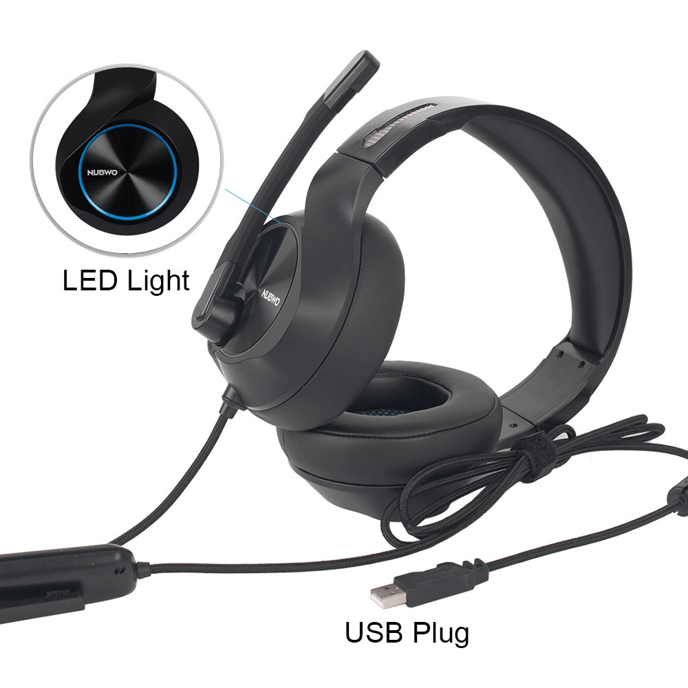 Casque de Jeu Gamer NUBWO N11 USB avec Microphone et Câble 2m Noir-Bleu/Rouge - IVOIRART.COM