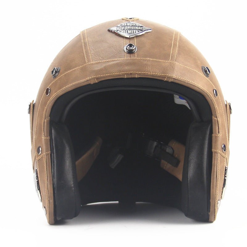 Casque de moto rétro 3/4, design vintage sophistiqué pour aventuriers urbains - IVOIRART.COM