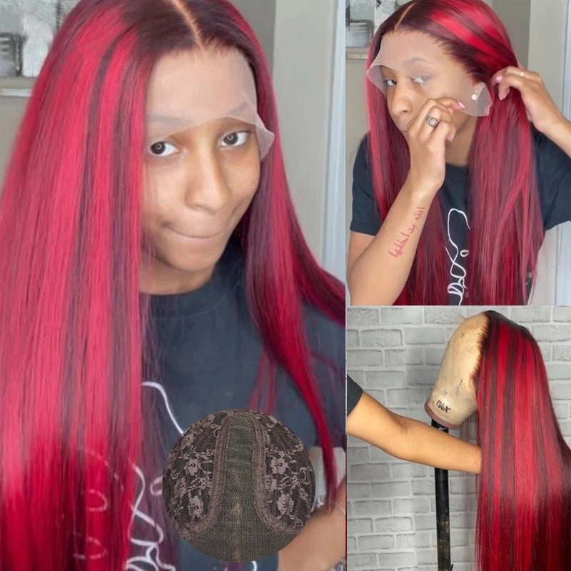 Casque en Dentelle Cheveux Naturels Rouge 12 Pouces 13X4 Front Lace - IVOIRART.COM