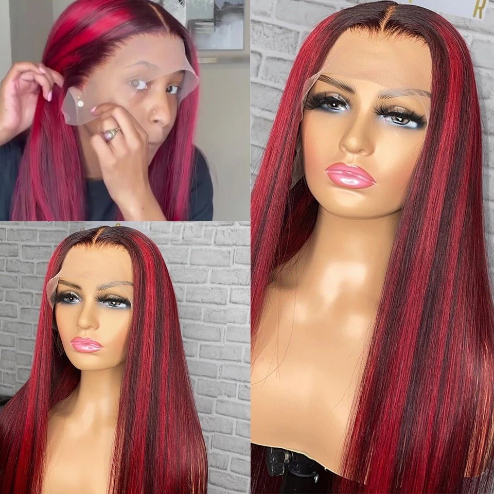 Casque en Dentelle Cheveux Naturels Rouge 12 Pouces 13X4 Front Lace - IVOIRART.COM