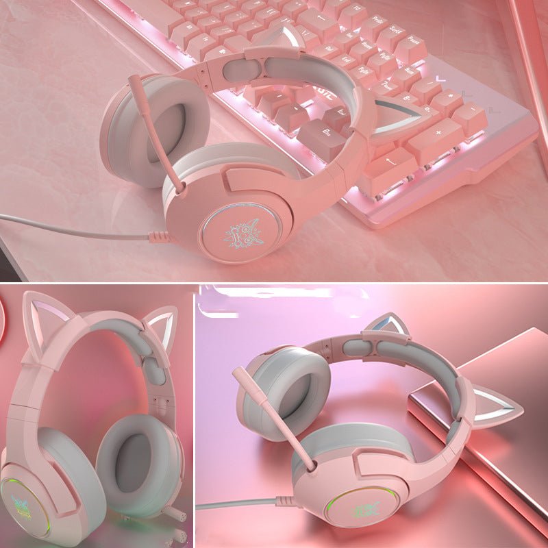 Casque filaire mignon pour ordinateur, monté sur tête, conçu pour joueuses - IVOIRART.COM