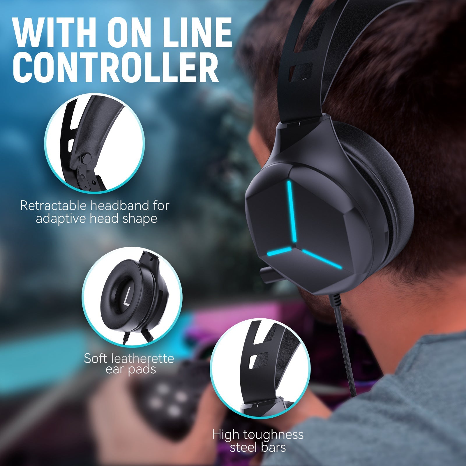 Casque filaire Multi In One pour jeu – 50mm, micro intégré, confort PU cuir doux - IVOIRART.COM