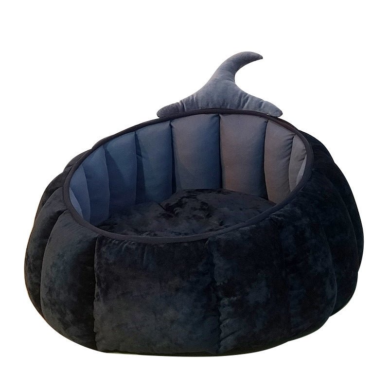 Cat Bed Cozy Halloween Pumpkin Pet Bed Warm Cartoon Devil Design Soft Plush Pet Nest For Cats & Small Dogs Winter Fall - IVOIRART.COM