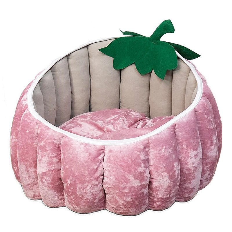 Cat Bed Cozy Halloween Pumpkin Pet Bed Warm Cartoon Devil Design Soft Plush Pet Nest For Cats & Small Dogs Winter Fall - IVOIRART.COM