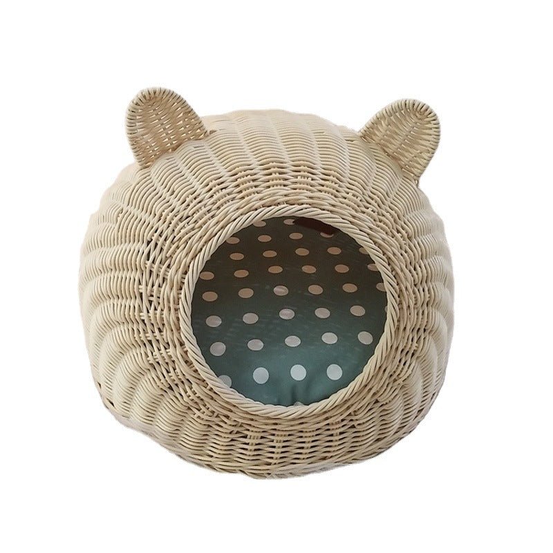 Cat nest rattan woven for all seasons, removable and washable - IVOIRART.COM