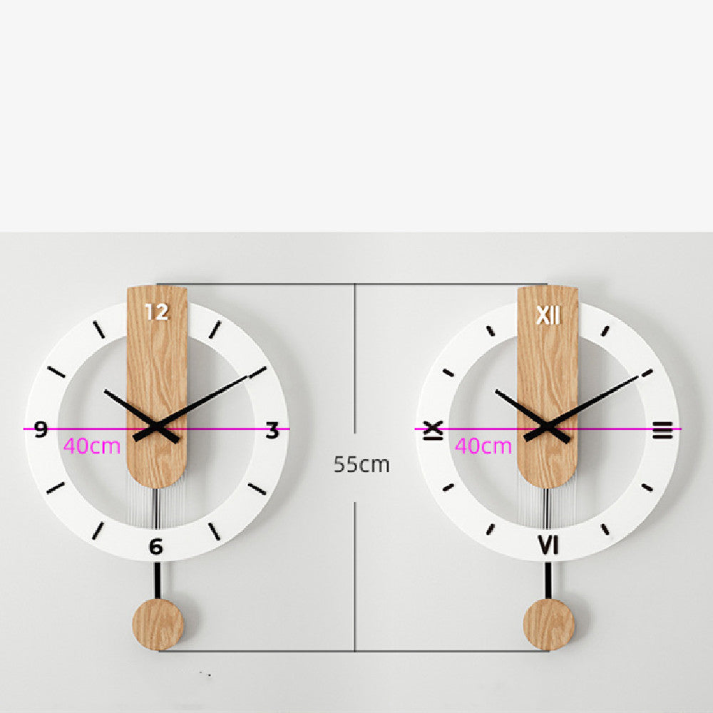 Horloge Murale Simple Nordique Moderne en Bois Massif Muette