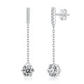 Boucles d'Oreilles Pendantes Chaîne en Argent Sterling S925 Moissanite 0,5 ou 1CT Plaquées Platine, Élégant Coffret Cadeau Certifié GRA