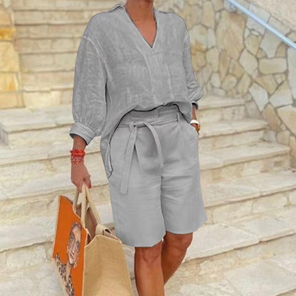 Ensemble Mode Décontractée Femme en Coton et Lin – Confort et Élégance Casual