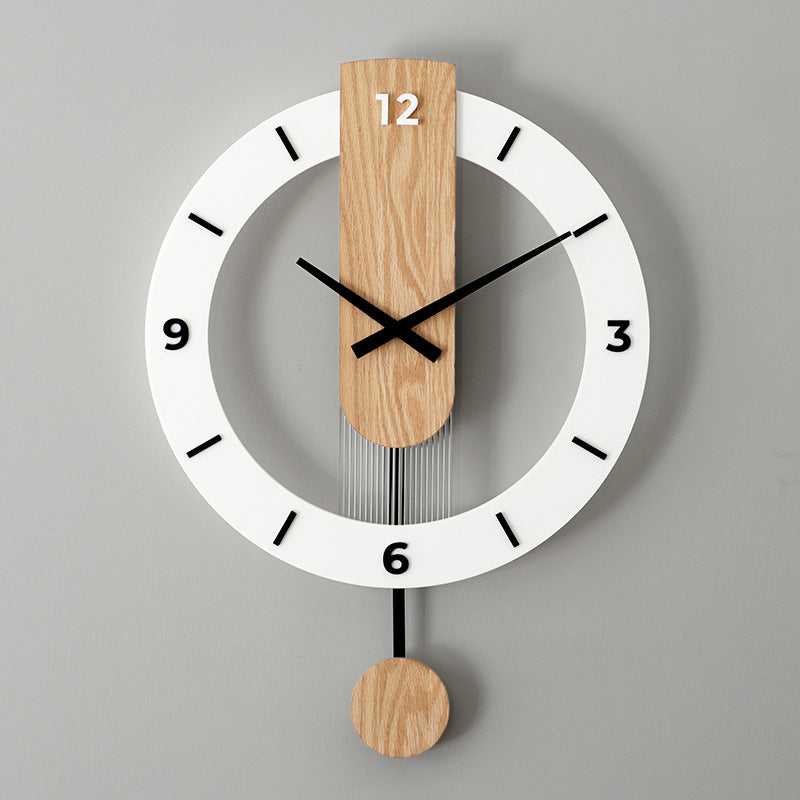 Horloge Murale Simple Nordique Moderne en Bois Massif Muette