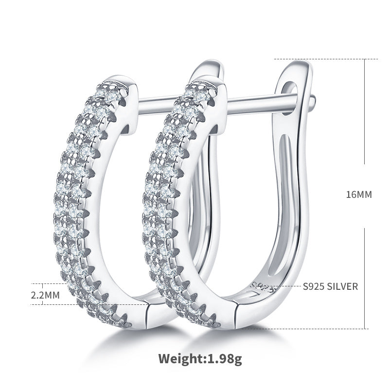 Boucles d'oreilles créoles texturées Moissanite 16mm en argent sterling S925 1,9g, pavage, certifiées GRA, plaqué platine, coffret cadeau femme
