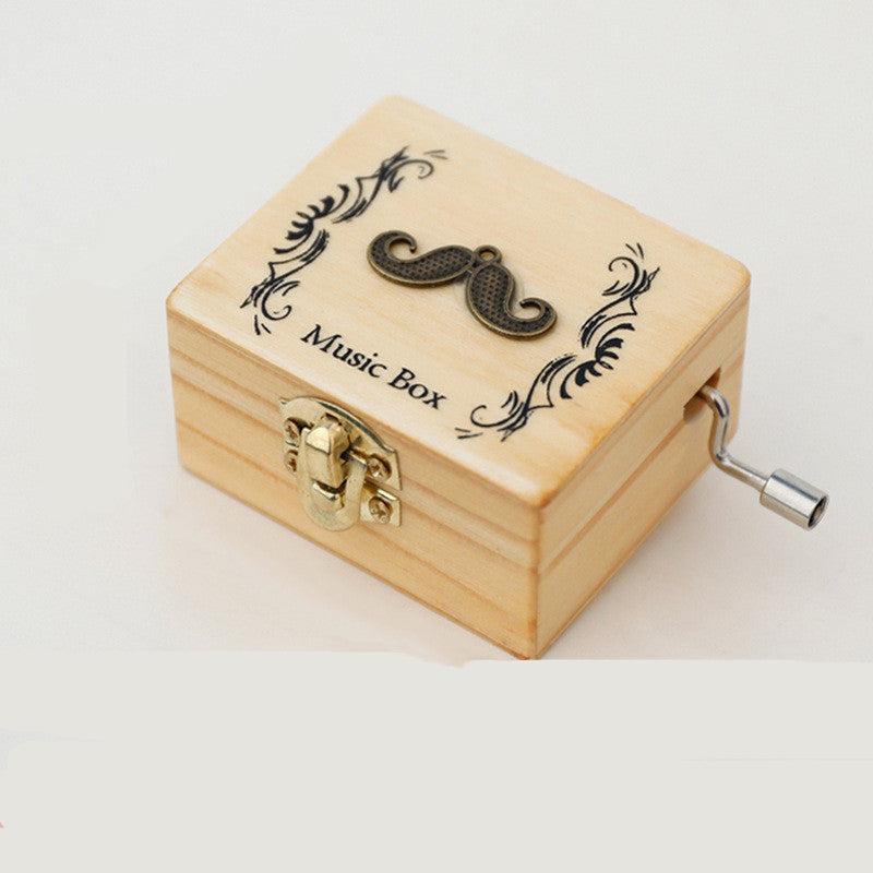 Boîte à musique en bois à manivelle cadeau étudiant décoration