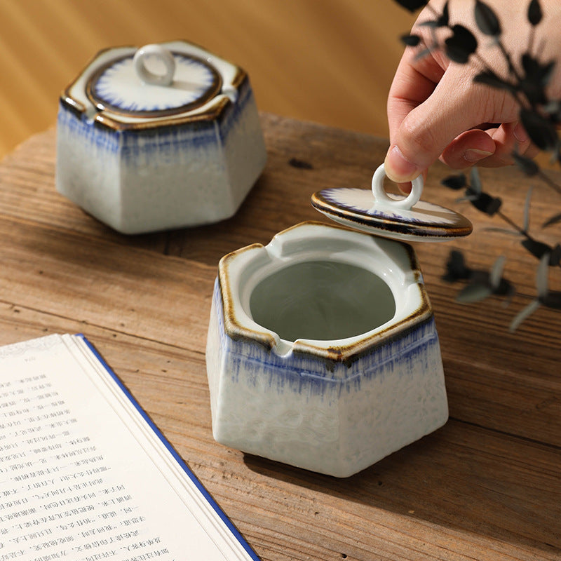 Cendrier en porcelaine sous-glace créatif rétro