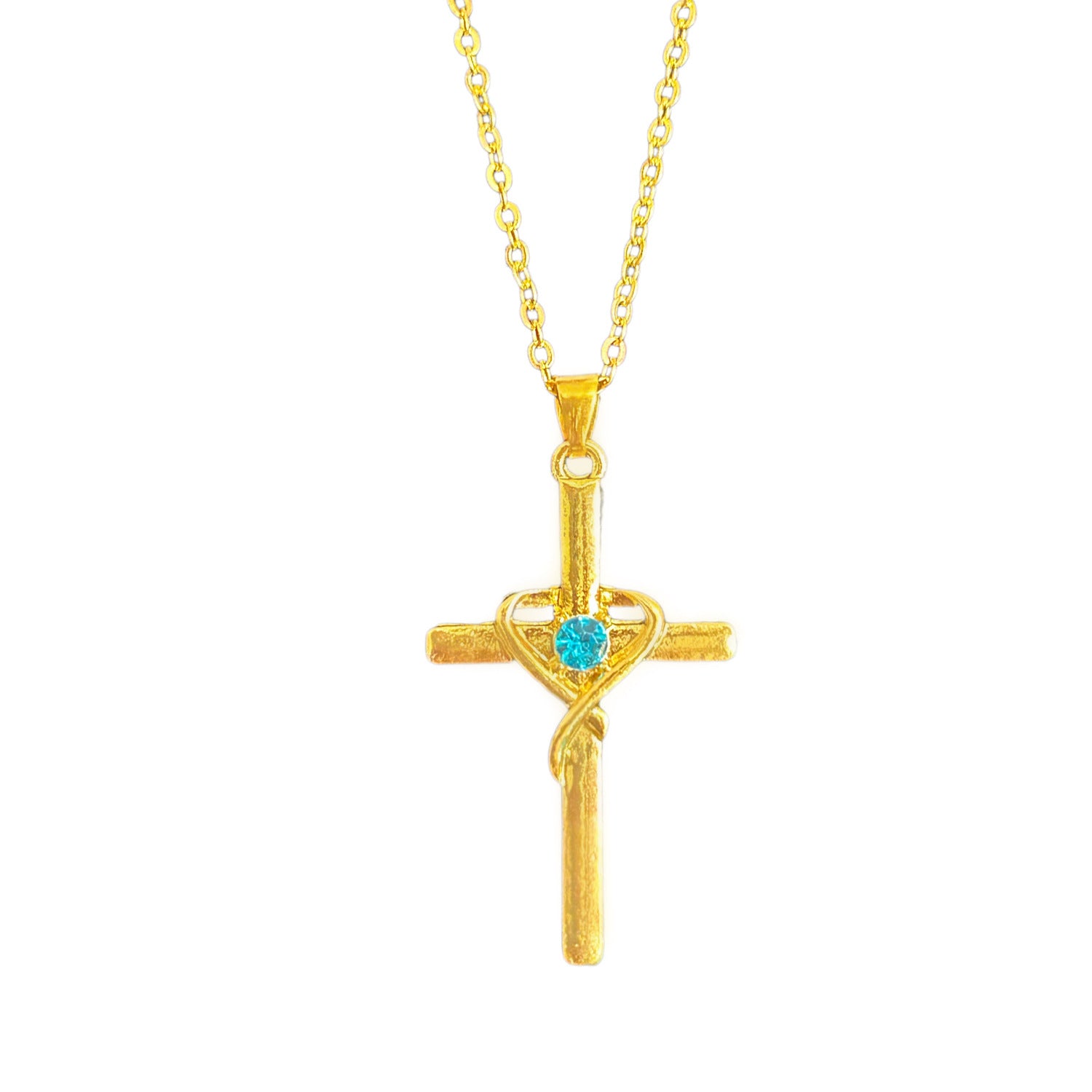 Collier Pendentif Croix en Diamants Forme Cœur pour Femmes - Pâques Élégant