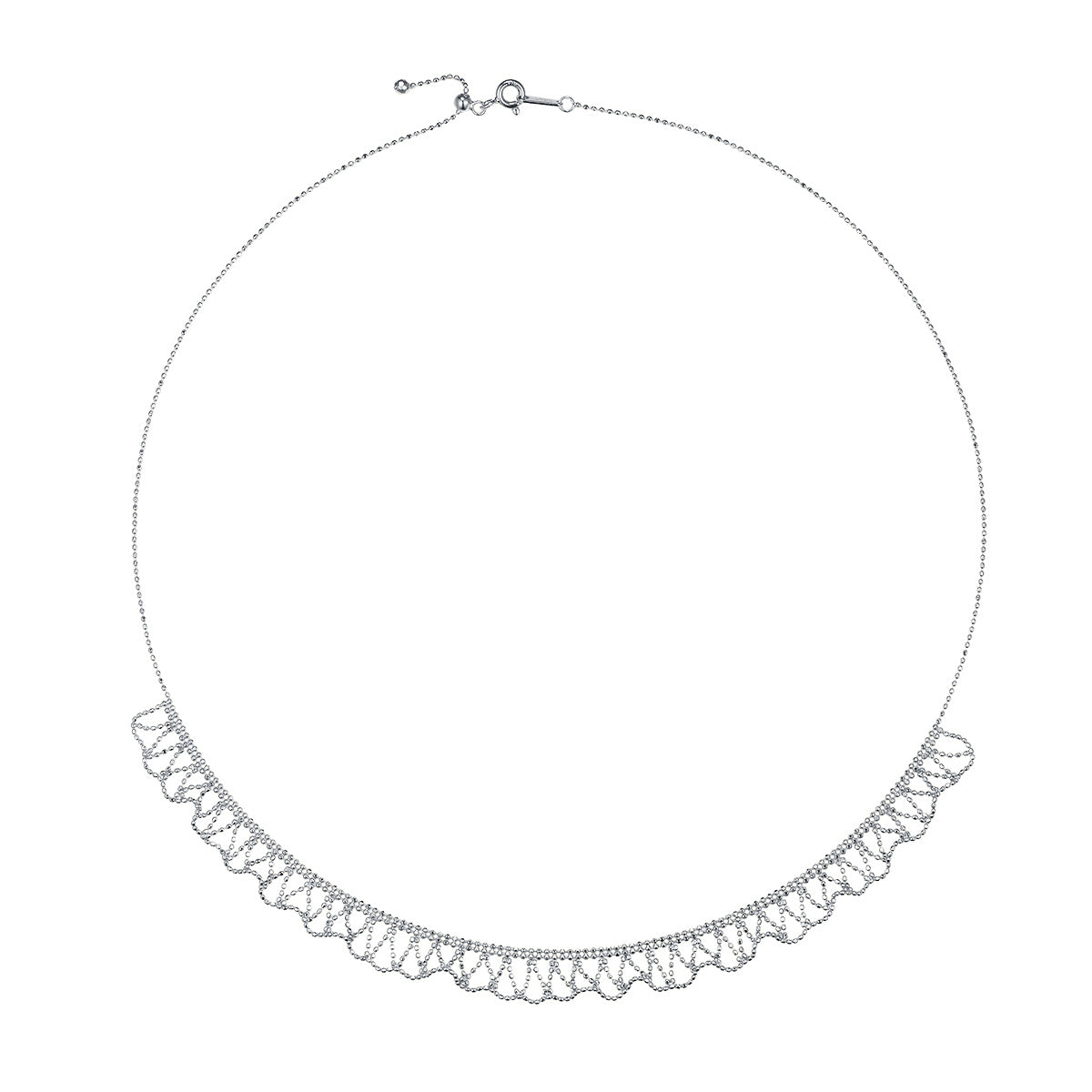 Collier festonné en argent sterling S925, 45 cm ajustable, 3,6 g, 9 mm, 3 couleurs plaqué platine, coffret cadeau