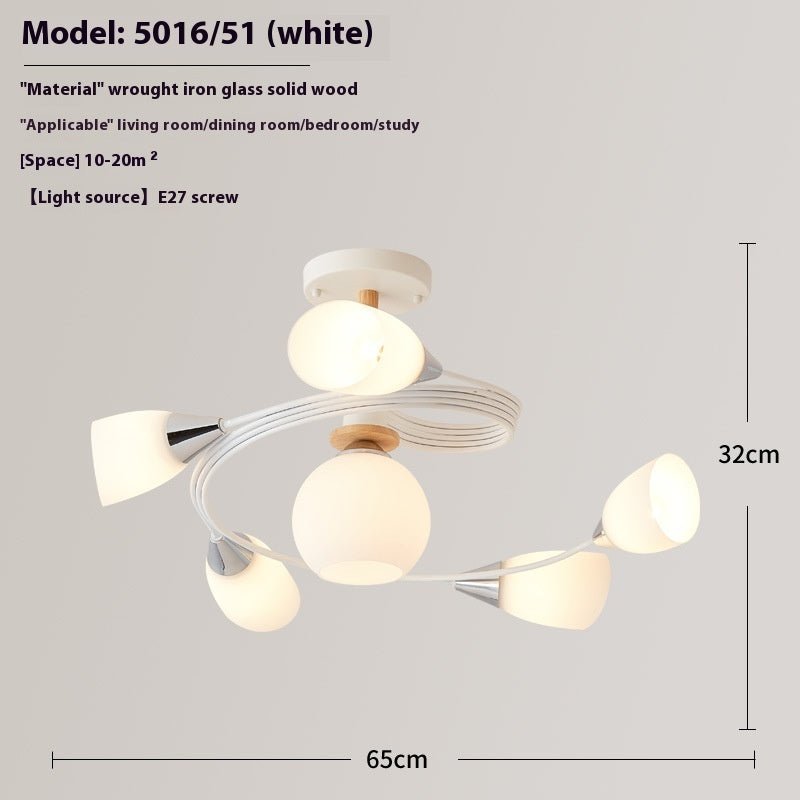 Ceiling Light Simple Restaurant Iron Droplight LED 220V Glass Shade Three-Colors - IVOIRART.COM
