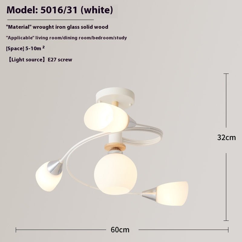 Ceiling Light Simple Restaurant Iron Droplight LED 220V Glass Shade Three-Colors - IVOIRART.COM