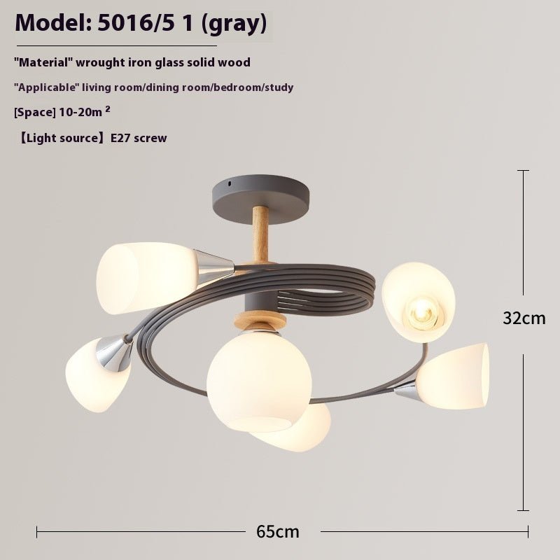 Ceiling Light Simple Restaurant Iron Droplight LED 220V Glass Shade Three-Colors - IVOIRART.COM