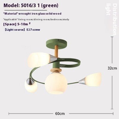 Ceiling Light Simple Restaurant Iron Droplight LED 220V Glass Shade Three-Colors - IVOIRART.COM