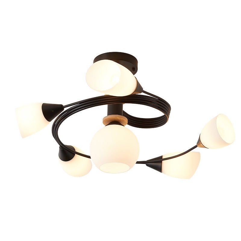 Ceiling Light Simple Restaurant Iron Droplight LED 220V Glass Shade Three-Colors - IVOIRART.COM