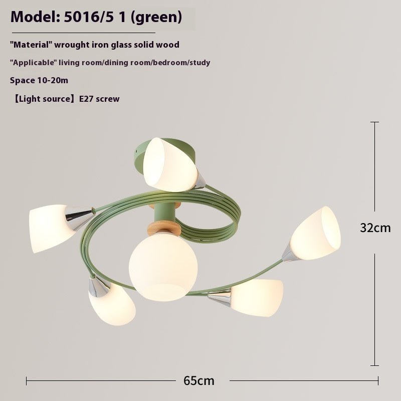 Ceiling Light Simple Restaurant Iron Droplight LED 220V Glass Shade Three-Colors - IVOIRART.COM
