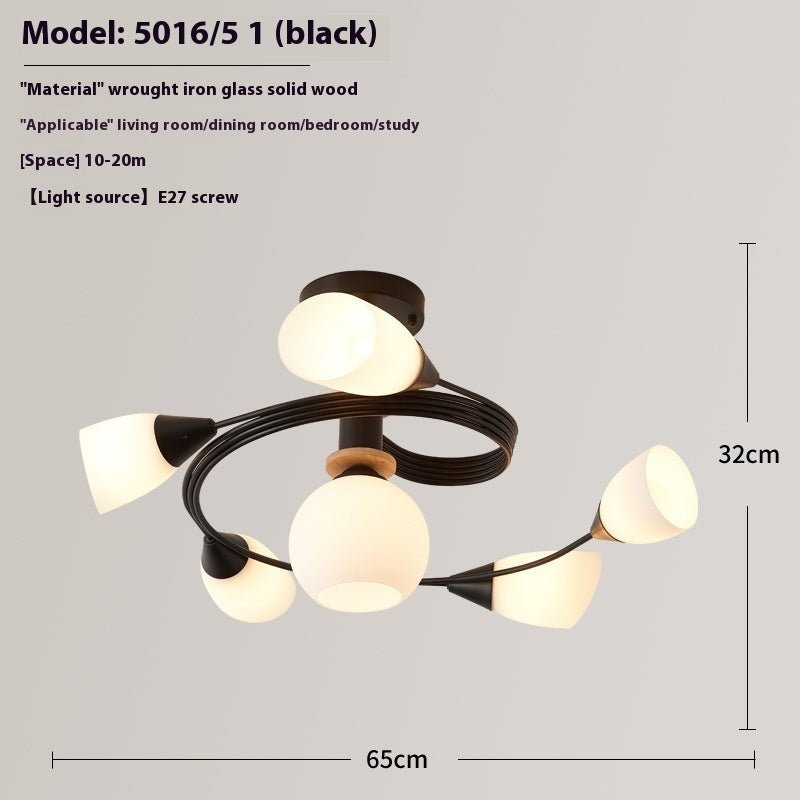 Ceiling Light Simple Restaurant Iron Droplight LED 220V Glass Shade Three-Colors - IVOIRART.COM