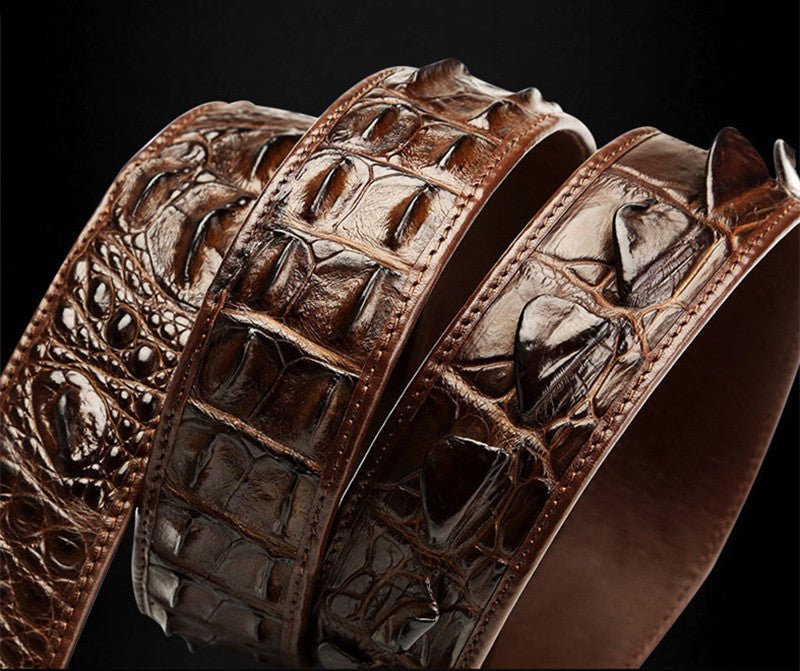 Ceinture homme business casual en cuir effet croco avec boucle ardillon réglable - IVOIRART.COM