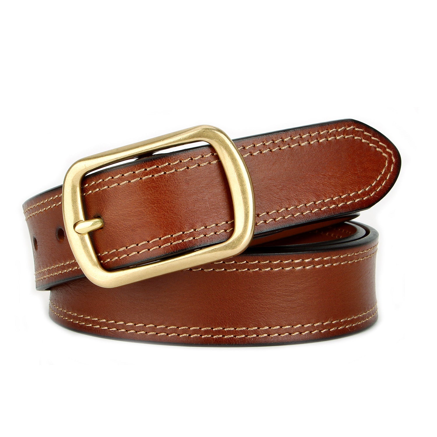 Ceinture vintage en cuir pleine fleur patiné avec boucle en laiton massif, rétro - IVOIRART.COM