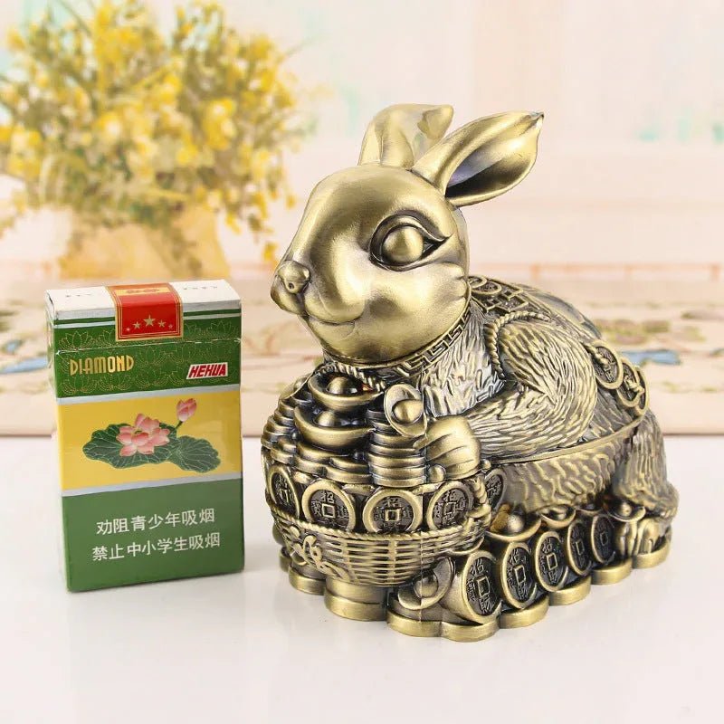 Cendrier Métallique Créatif avec Couverture à Bande Scellante Zodiac Chinois - IVOIRART.COM