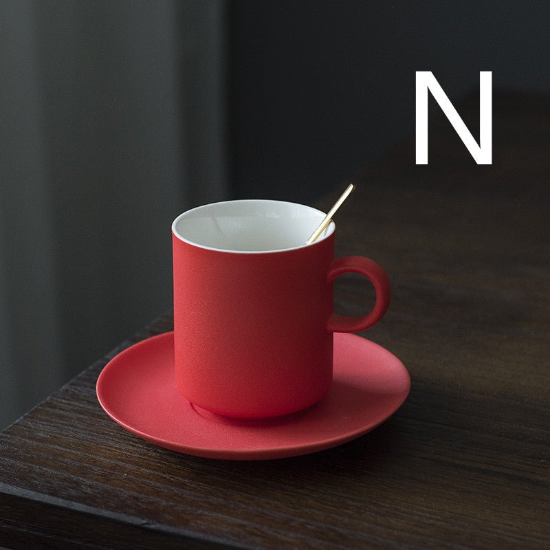 Ceramic Coffee Cup Set Simple Coffee Set With Saucer Handmade - IVOIRART.COM