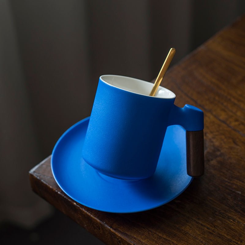 Ceramic Coffee Cup Set Simple Coffee Set With Saucer Handmade - IVOIRART.COM