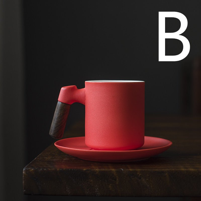 Ceramic Coffee Cup Set Simple Coffee Set With Saucer Handmade - IVOIRART.COM