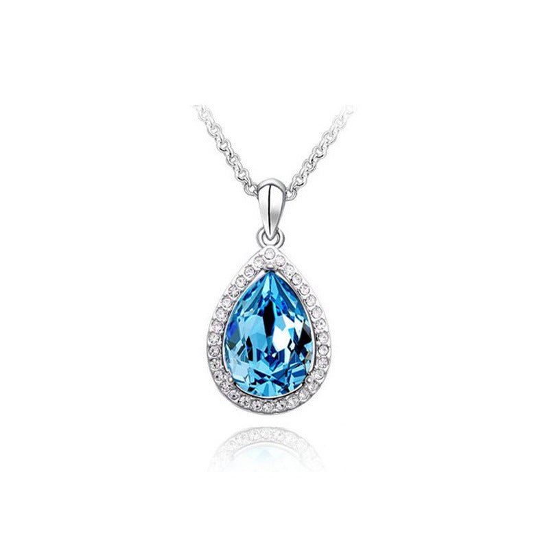 Chaîne Claviculaire Entièrement Pavée de Strass, Collier Crystal Goutte d'Eau - IVOIRART.COM