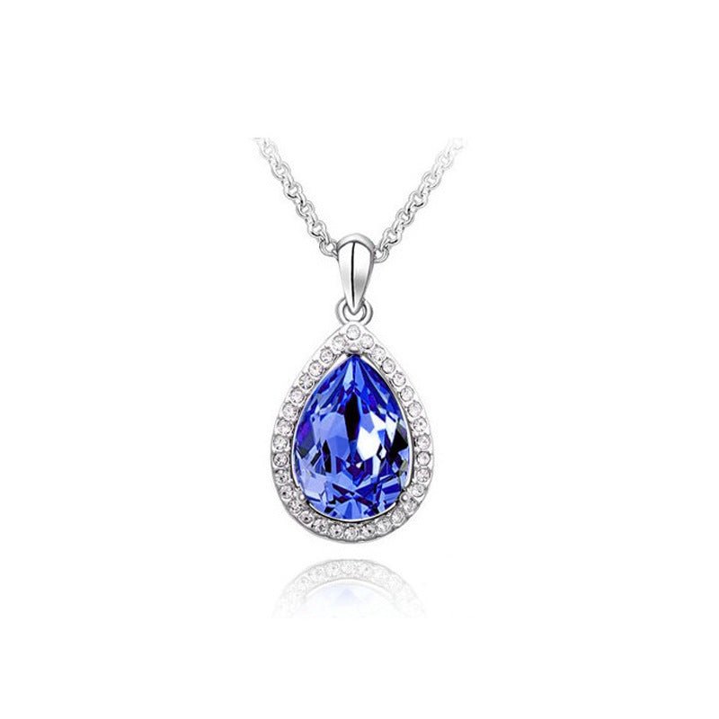 Chaîne Claviculaire Entièrement Pavée de Strass, Collier Crystal Goutte d'Eau - IVOIRART.COM