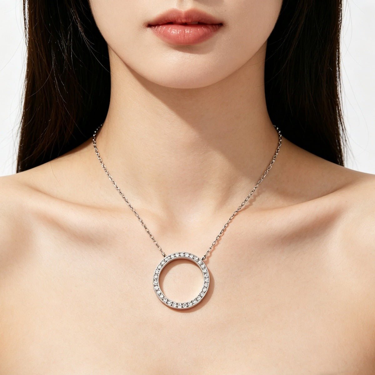 Chaîne minimaliste de mode pour clavicule, forme ronde élégante en argent 925 - IVOIRART.COM