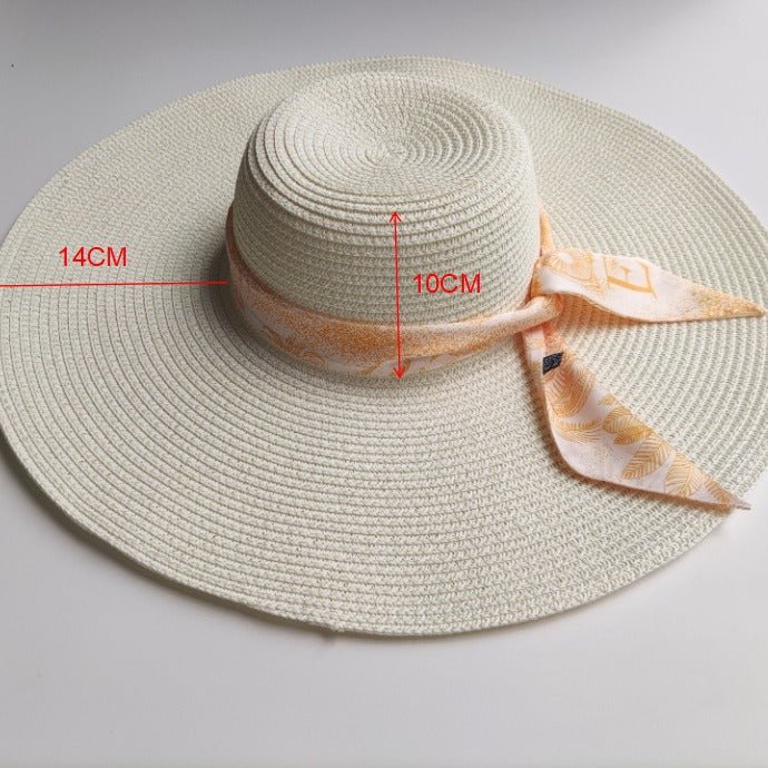 Chapeau de paille à large bord 14CM - Dôme léger anti-UV pour femme plage urbain - IVOIRART.COM