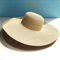Chapeau de paille à large bord 14CM - Dôme léger anti-UV pour femme plage urbain - IVOIRART.COM