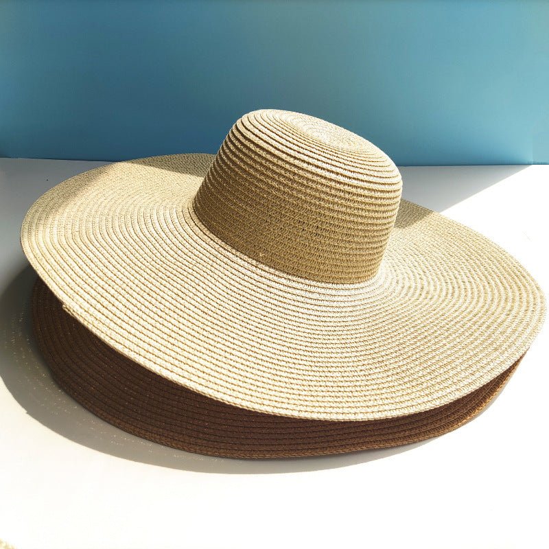 Chapeau de paille à large bord 14CM - Dôme léger anti-UV pour femme plage urbain - IVOIRART.COM