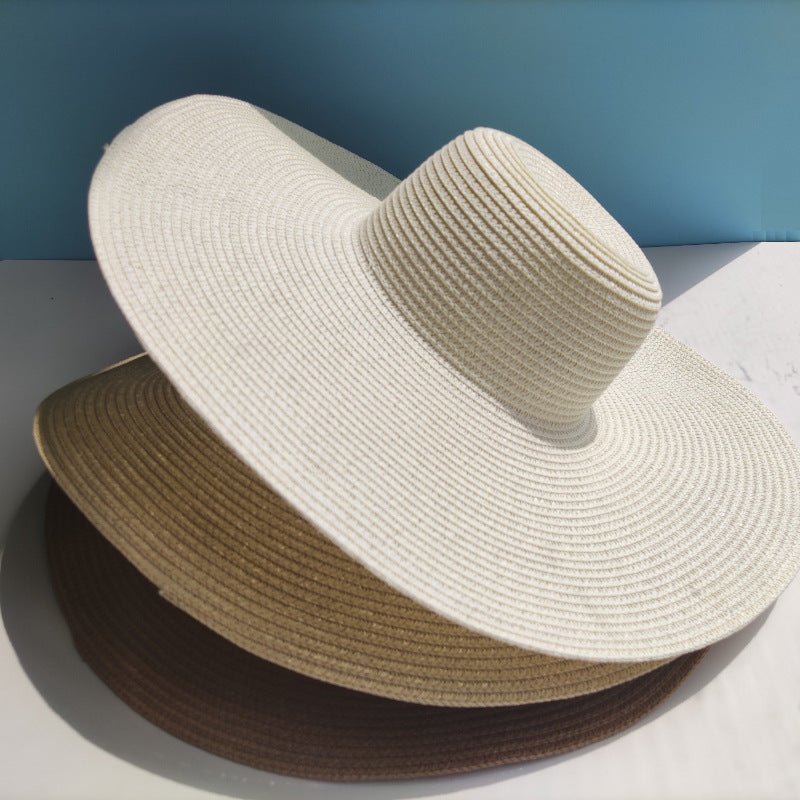 Chapeau de paille à large bord 14CM - Dôme léger anti-UV pour femme plage urbain - IVOIRART.COM