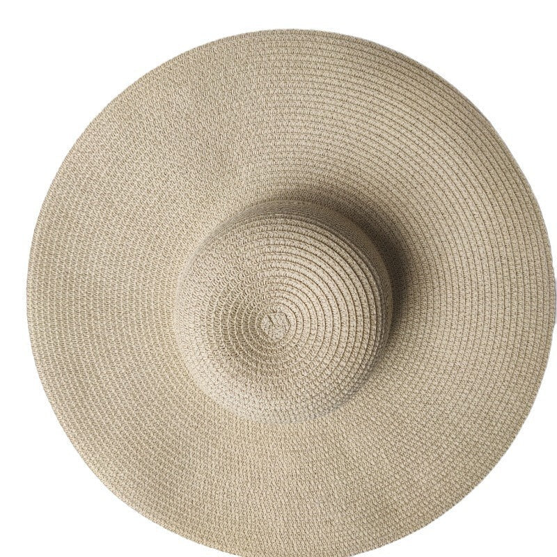 Chapeau de paille à large bord 14CM - Dôme léger anti-UV pour femme plage urbain - IVOIRART.COM