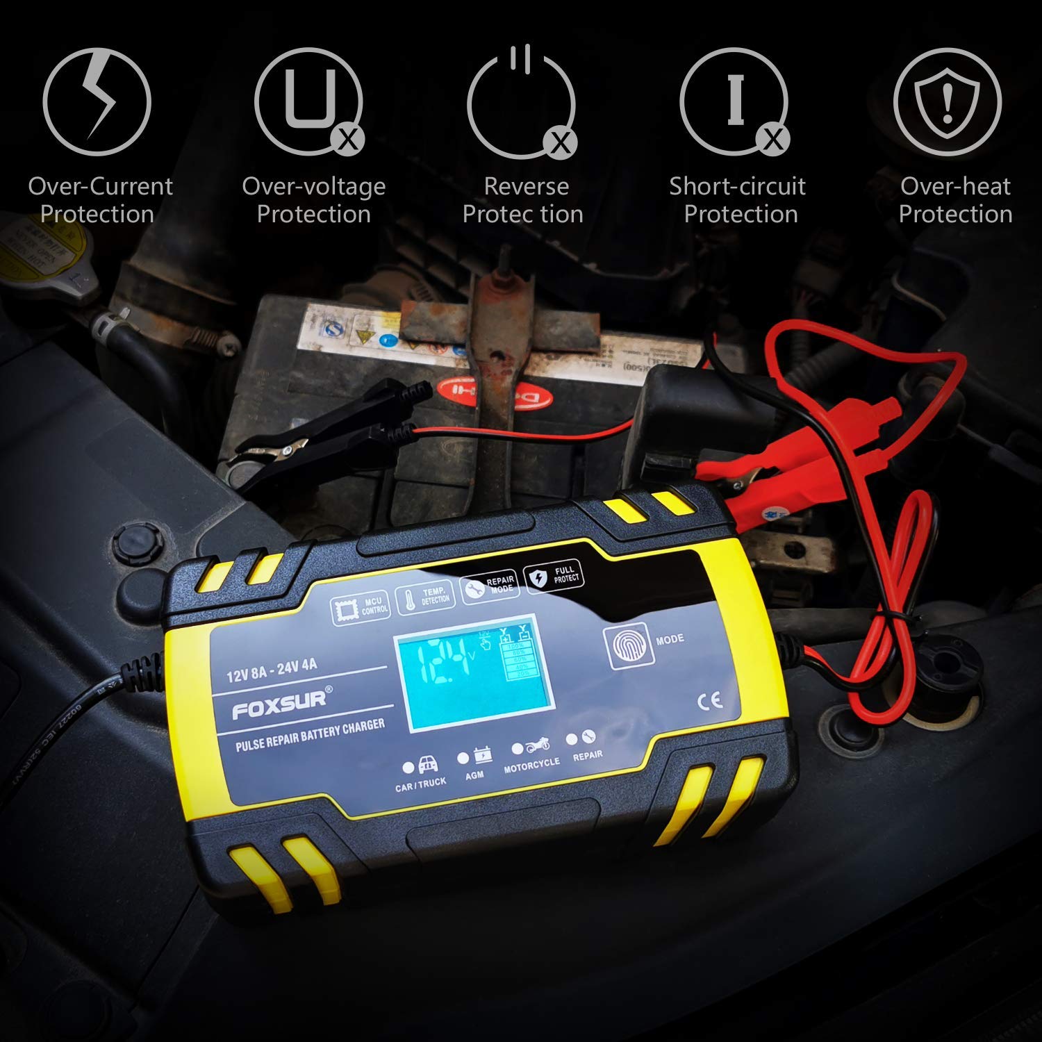 Chargeur de batterie moto automatique à 3 niveaux, compatible calcium, gel, AGM, humide - IVOIRART.COM